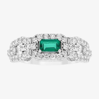 Limited Quantities! Womens Lab Created Green Emerald Sterling Silver Band