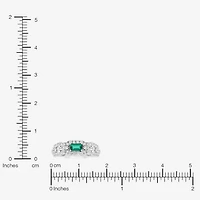 Limited Quantities! Womens Lab Created Green Emerald Sterling Silver Band