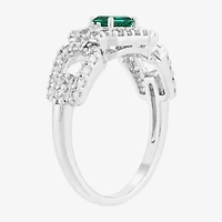Limited Quantities! Womens Lab Created Green Emerald Sterling Silver Band