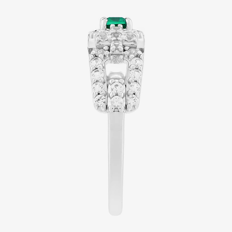 Limited Quantities! Womens Lab Created Green Emerald Sterling Silver Band