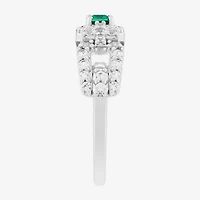 Limited Quantities! Womens Lab Created Green Emerald Sterling Silver Band