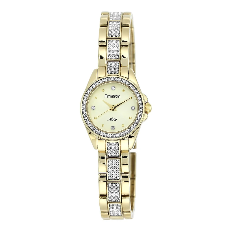 Armitron® Now® Womens Gold-Tone Round Dial Crystal Watch