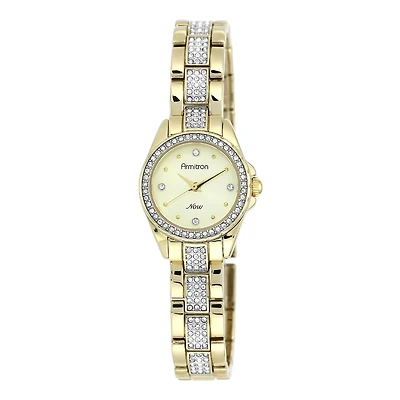 Armitron® Now® Womens Gold-Tone Round Dial Crystal Watch