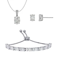 DiamonArt® White Cubic Zirconia Sterling Silver 3-pc. Jewelry Set