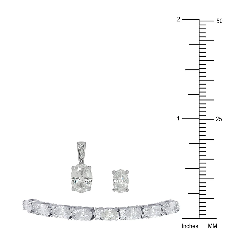 DiamonArt® White Cubic Zirconia Sterling Silver 3-pc. Jewelry Set