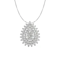 DiamonArt® Womens White Cubic Zirconia Sterling Silver Pear Pendant Necklace