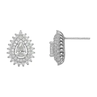 DiamonArt® White Cubic Zirconia Sterling Silver 13.8mm Pear Stud Earrings