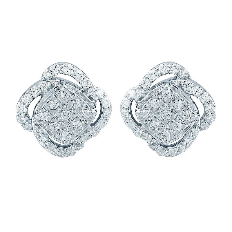 1/ CT. T.W. Natural White Diamond Sterling Silver 10.1mm Stud Earrings