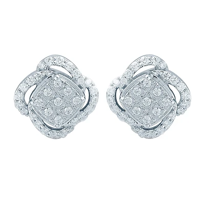 1/2 CT. T.W. Natural White Diamond Sterling Silver 10.1mm Stud Earrings