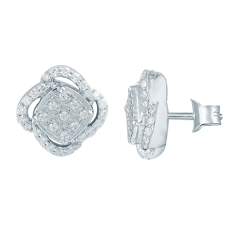 1/ CT. T.W. Natural White Diamond Sterling Silver 10.1mm Stud Earrings