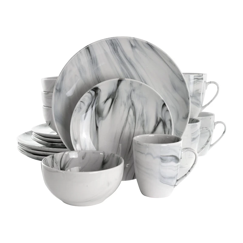 Elama Fine Marble 16-pc. Stoneware Dinnerware Set