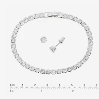 Sparkle Allure Light Up Box Womens Cubic Zirconia Pure Silver Over Brass Round 2-pc. Jewelry Set
