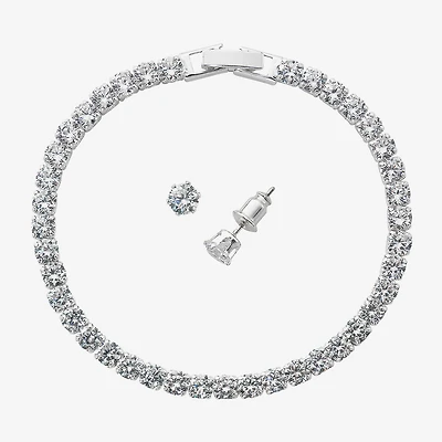 Sparkle Allure Light Up Box Womens Cubic Zirconia Pure Silver Over Brass Round 2-pc. Jewelry Set