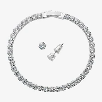 Sparkle Allure Light Up Box Womens Cubic Zirconia Pure Silver Over Brass Round 2-pc. Jewelry Set