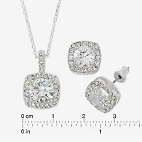 Sparkle Allure Light Up Box Womens Cubic Zirconia Pure Silver Over Brass Square 2-pc. Jewelry Set