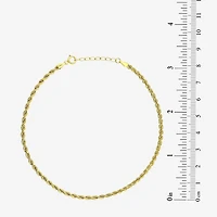 Womens 10K Gold 9 Inch Hollow Rope Ankle Bracelet