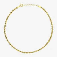 Womens 10K Gold 9 Inch Hollow Rope Ankle Bracelet