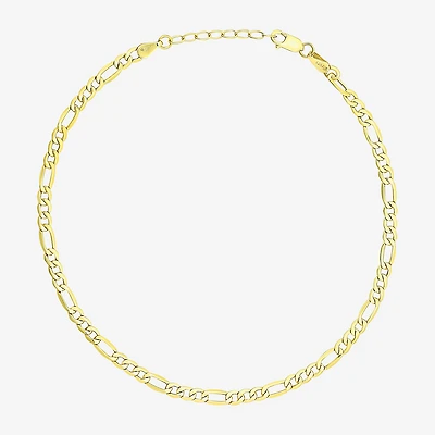 Womens 10K Gold 9 Inch Hollow Figaro Ankle Bracelet