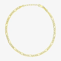Womens 10K Gold 9 Inch Hollow Figaro Ankle Bracelet