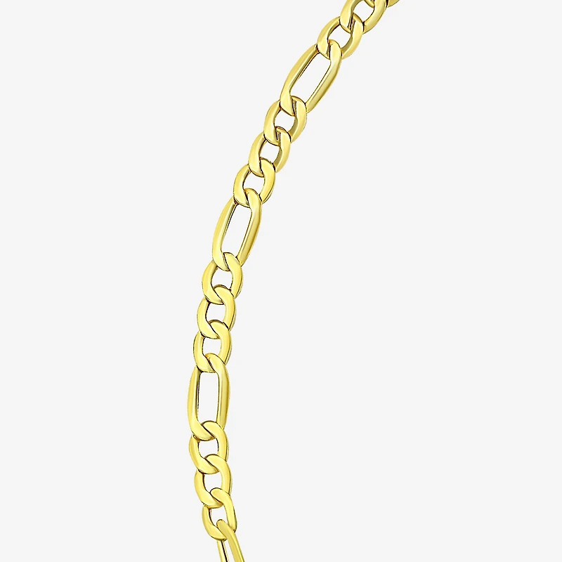 Womens 10K Gold 9 Inch Hollow Figaro Ankle Bracelet