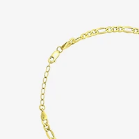 Womens 10K Gold 9 Inch Hollow Figaro Ankle Bracelet