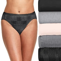 Hanes Ultimate™ Cool Comfort™ Cotton Ultra Soft Womens Average + Full Figure 6 Pack Cooling Multi-Pack High Cut Panty 43h6cc