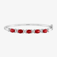 Womens Lab Created Ruby Sterling Silver Bangle Bracelet