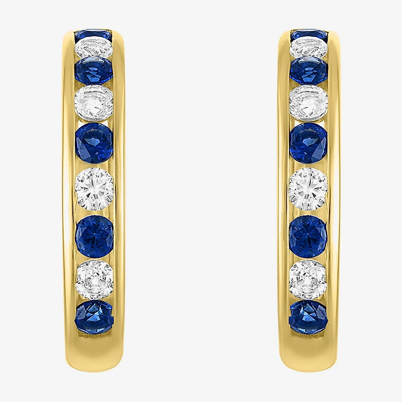 Lab Created Gemstone 14K Gold Over Silver 20mm Hoop Earrings