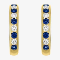 Lab Created Gemstone 14K Gold Over Silver 20mm Hoop Earrings