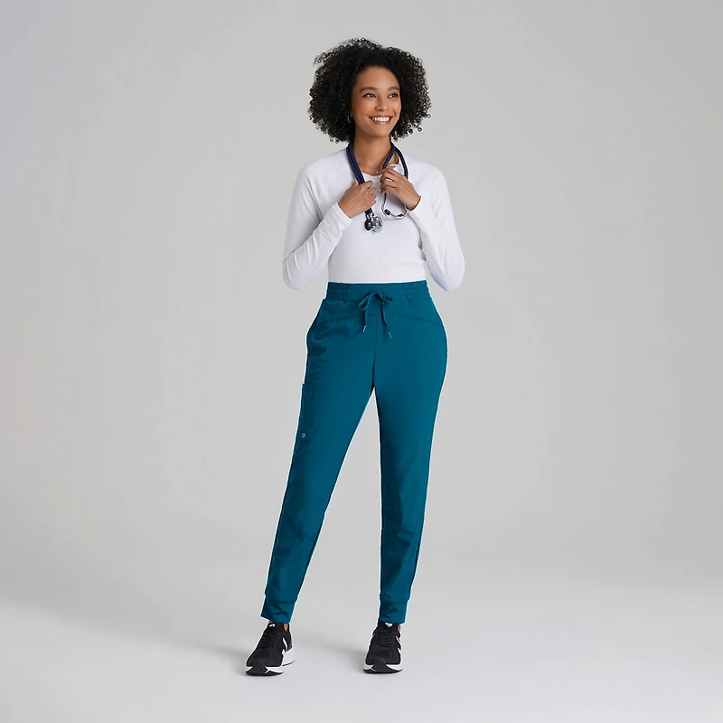 Barco One Bop513 Boost 3-Pocket Mid-Rise Jogger Womens Petite Scrub Pant