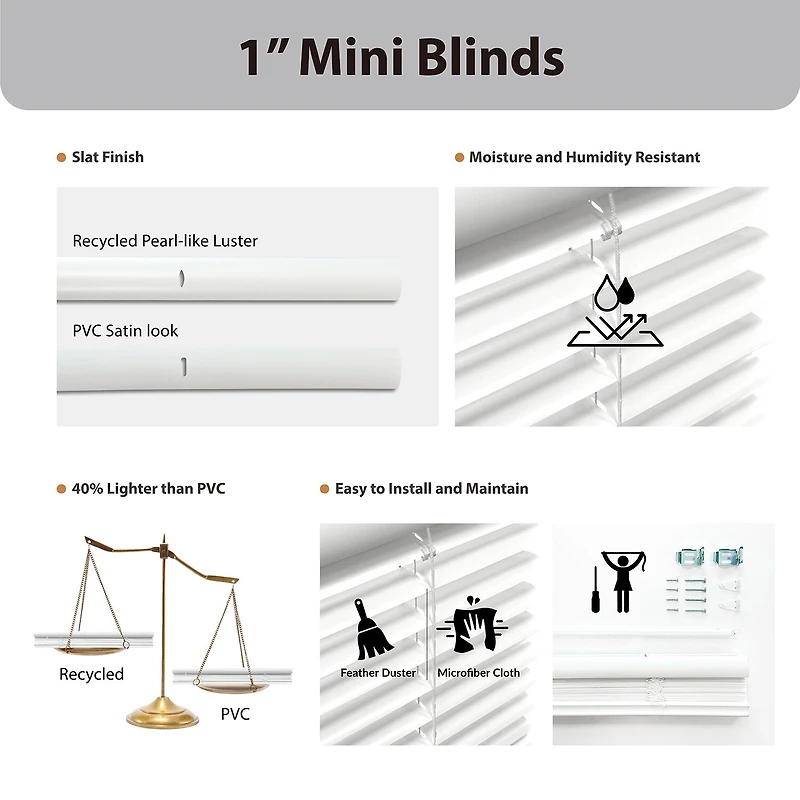 Eco Estates 1" Room Darkening Cordless Mini Blind