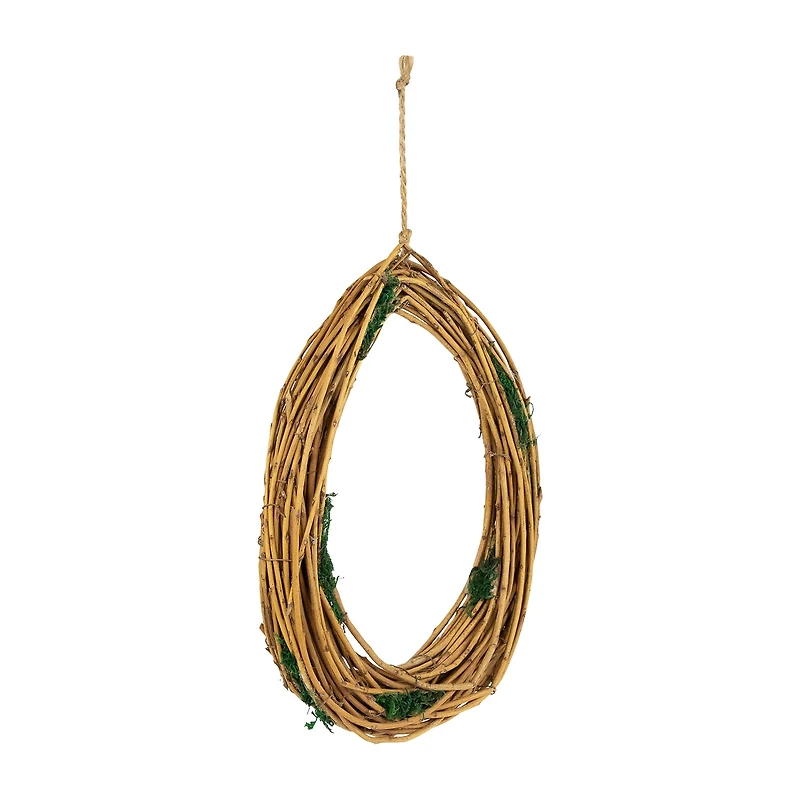 Grapevine Twig and Moss Egg-Shaped Artificial Spring Wreath 11-Inch