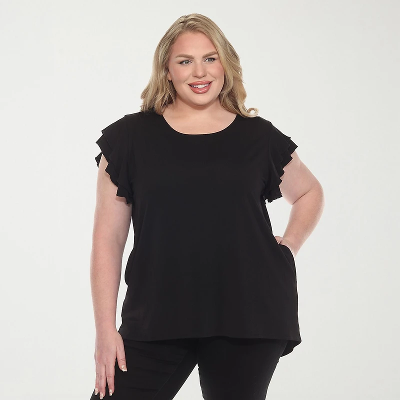 White Mark Plus Womens Round Neck Short Sleeve Tunic Top