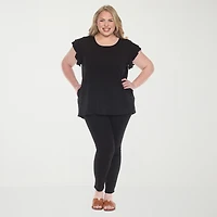 White Mark Plus Womens Round Neck Short Sleeve Tunic Top