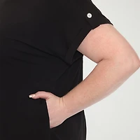 White Mark Plus Womens Round Neck Short Sleeve Tunic Top