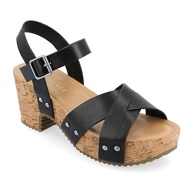 Journee Collection Valentina Womens Round Open Toe Block Heel Pumps