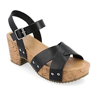 Journee Collection Valentina Womens Round Open Toe Block Heel Pumps