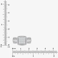 Womens 1 CT. T.W. Lab Grown White Diamond Side Stone Halo Engagement Ring