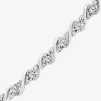 (I1/H) White Diamond Sterling Silver 18 Inch Tennis Necklace