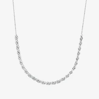 (I1/H) White Diamond Sterling Silver 18 Inch Tennis Necklace