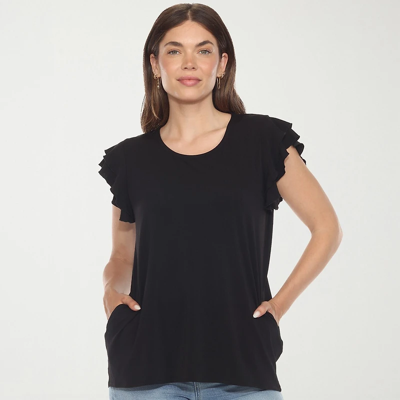 White Mark Womens Round Neck Short Sleeve Tunic Top