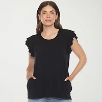 White Mark Womens Round Neck Short Sleeve Tunic Top