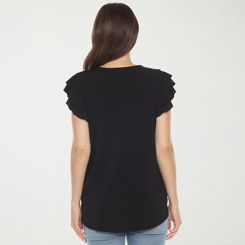 White Mark Womens Round Neck Short Sleeve Tunic Top