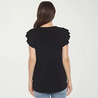 White Mark Womens Round Neck Short Sleeve Tunic Top