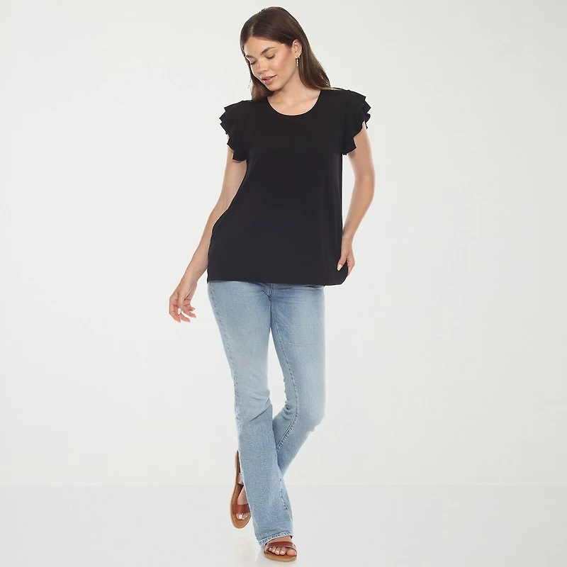 White Mark Womens Round Neck Short Sleeve Tunic Top