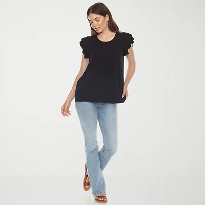 White Mark Womens Round Neck Short Sleeve Tunic Top