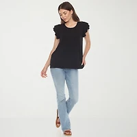 White Mark Womens Round Neck Short Sleeve Tunic Top