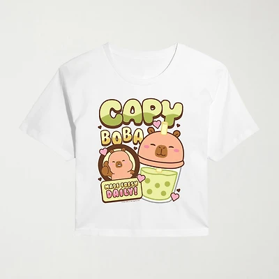 Womens Juniors Crew Neck Short Sleeve Regular Fit Graphic T-Shirt