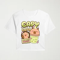 Womens Juniors Crew Neck Short Sleeve Regular Fit Graphic T-Shirt
