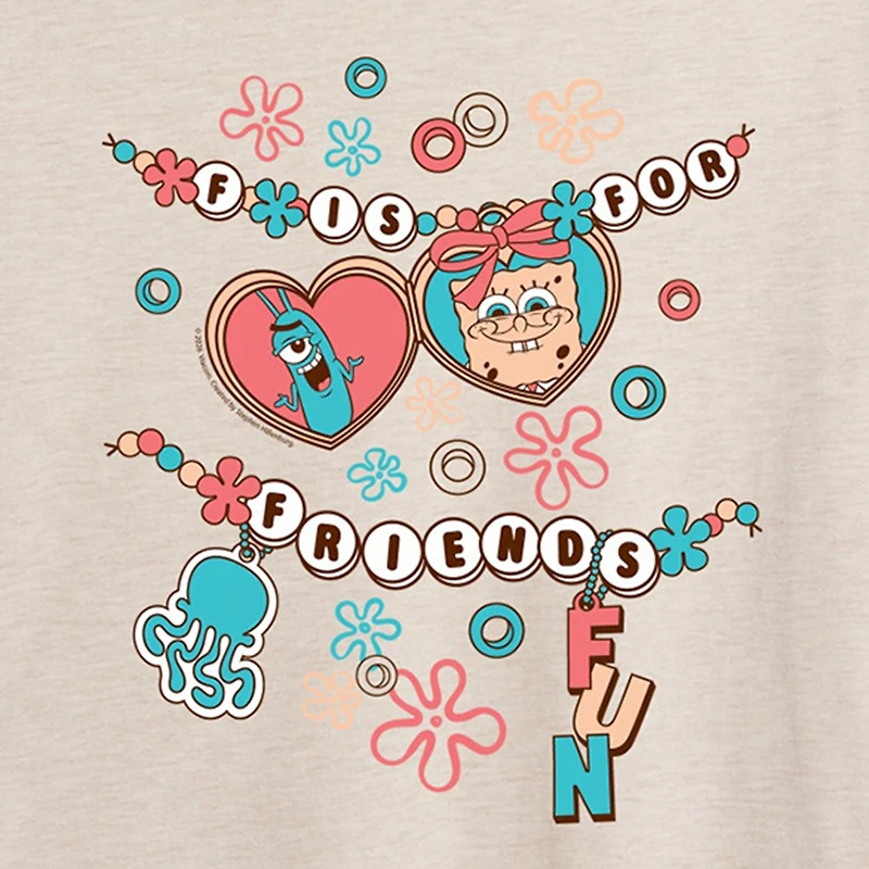 Womens Juniors Crew Neck Short Sleeve Oversized Spongebob Graphic T-Shirt